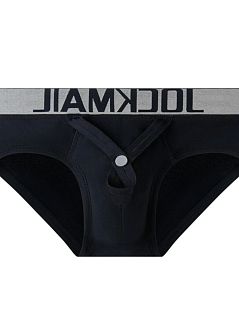 Однотонные брифы из эластичного хлопка черного цвета JOCKMAIL RTJM2031-2